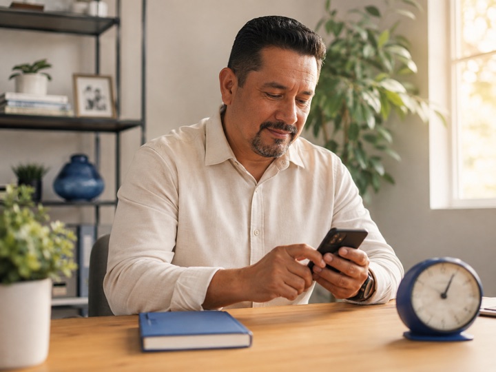 An advisor choosing a consultation time on his phone